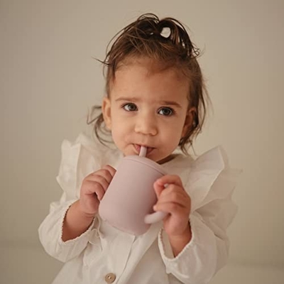 Sızdırmaz Silikon Kaymaz Bebek Damlatmaz Bardak Besleme İçin Samanlı